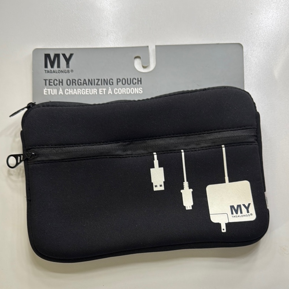 8.5”w x 6”t black neoprene, tech, organizing pouch NWT